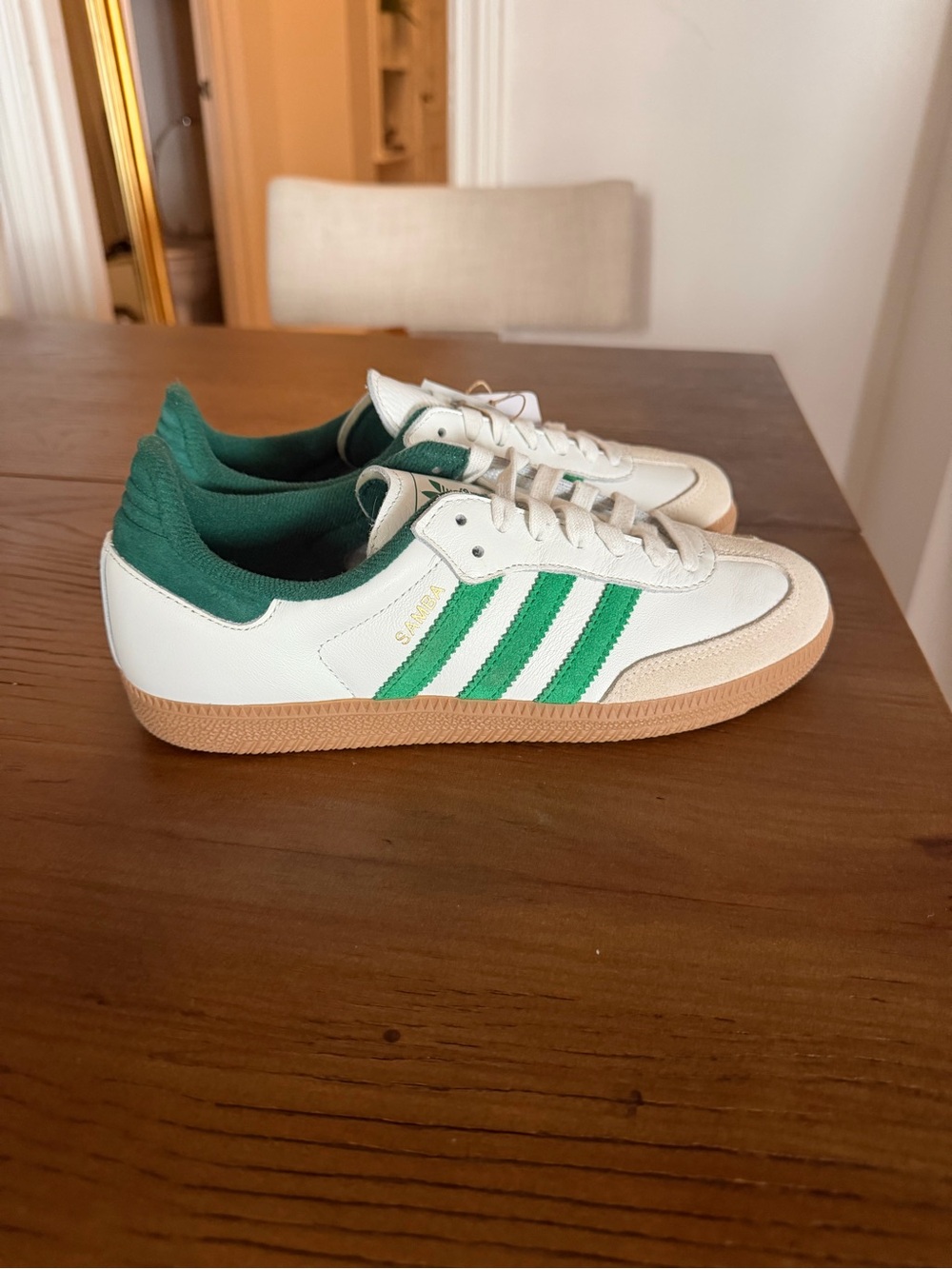 Adidas Samba OG White with Green Stripes Sneakers